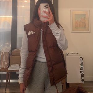 Brown north face puffer vest